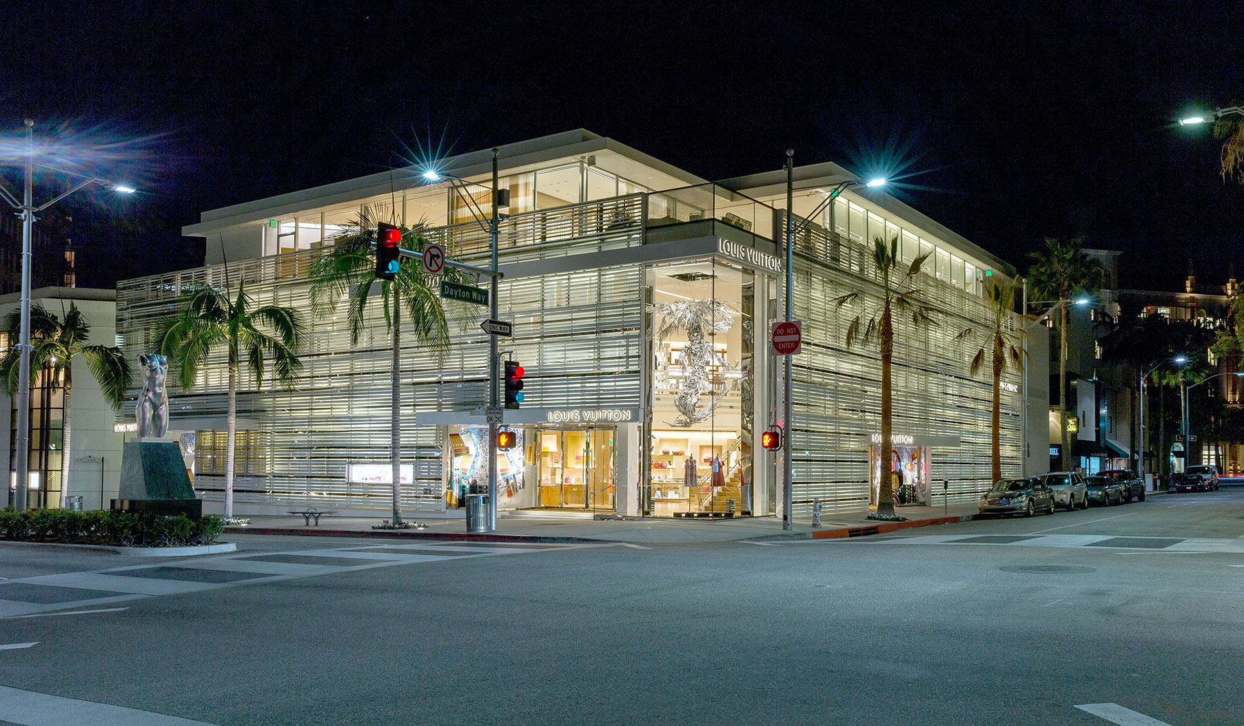 Louis Vuitton store on the corner of Rodeo Drive and Dayton Way in